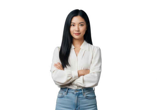 Young Asian Woman Confident Professional Standing Arms Crossed.