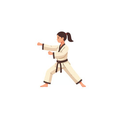 Focused discipline: a young woman practicing karate with determined resolve and graceful poise