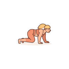 Illustrated woman in a quadrupedal position demonstrating animal flow exercise for strength