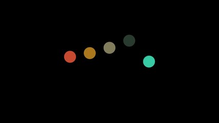 Multi colored loading or typing dots animation on black background. 4k resolution.
