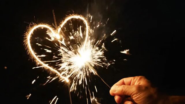 Sparkler heart shape light trail festive celebration glow