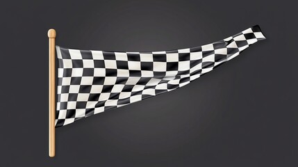 Realistic finish checkered flag for motorsport race on dark background