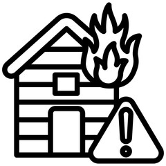 Fire Alert Outline Icon Mini Illustration, Use For Modern Concept, Print, Ui, Ux Kit, Web And App Development. Vector Related To Firefighter, Rescue And More