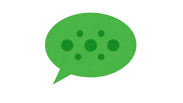 Green speech bubble with dots isolated on white background