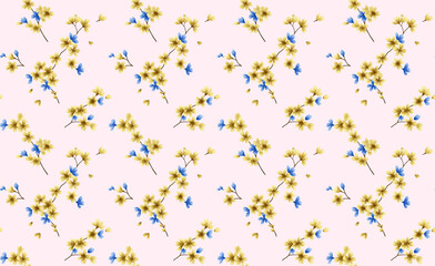 Watercolor Floral Seamless Pattern with Delicate Blossoms	
