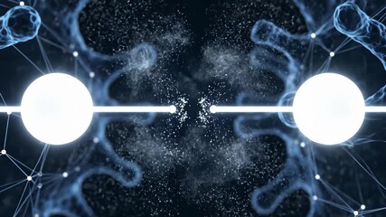 Coronavirus Molecules Connect With Glowing Line in Digital Space - Powered by Adobe