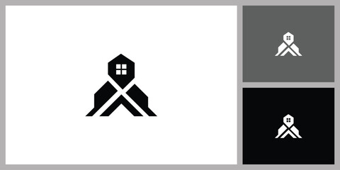 Modern Geometric House Roof Icon for Real Estate and Property