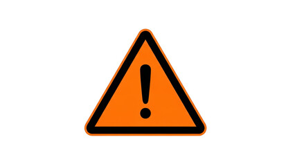 Orange exclamation mark triangle isolated on white background