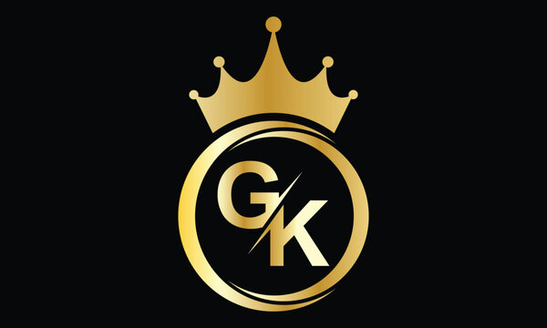 abstract creative golden gradient GK crown letter logo design.