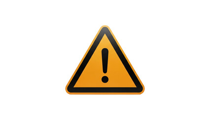 Orange exclamation mark triangle isolated on white background