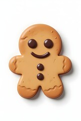 Obraz premium gingerbread cookie 3d rendering isolated on white background cartoon plastic style icon
