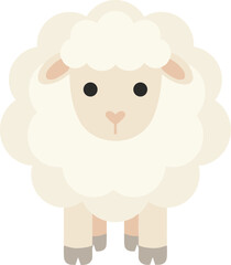 Adorable fluffy white sheep cartoon vector illustration isolated.