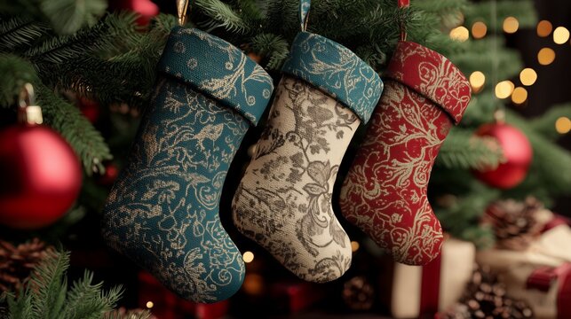 custom christmas stockings product shot with clean festive presentation