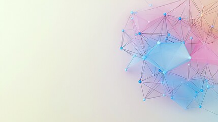 An abstract illustration of a network structure composed of blue spheres connected by lines, with a gradient background.