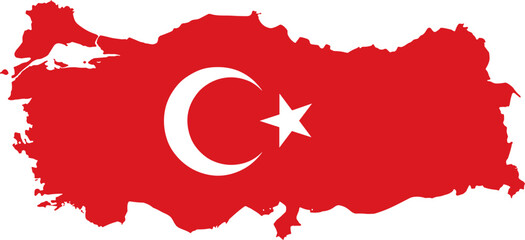 Map of Turkey filled with the national flag design vector illustration.
