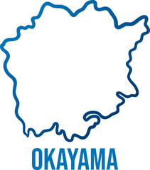 Okayama prefecture minimalist abstract map with simplified shape smooth edges