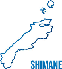 Shimane prefecture abstract smooth map. Isolated vector filled with blue gradient