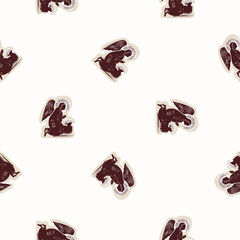 Obraz premium Religious nativity scene background. Hand drawn angelic messenger for Christian Christmas vector pattern. Lino cut Angels all over print. 