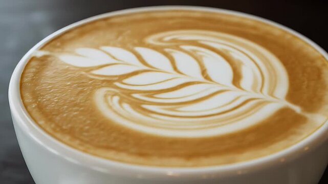 Close Up Coffee Latte Art Foam Macro With Creamy Texture