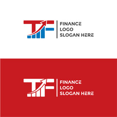 Letter TF Logo Design on Financial Chart Vector Template