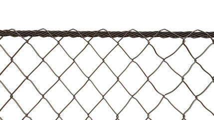 Fototapeta premium Close-up of chain-link fence with diamond pattern on transparent background