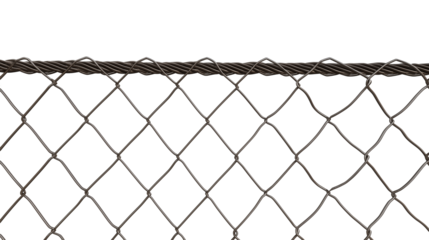 Close-up of chain-link fence with diamond pattern on transparent background