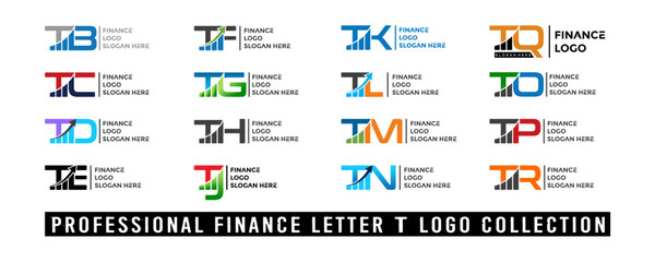 Letter T Logo Design on Financial Chart Vector Template