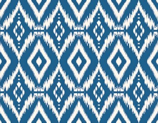 Blue and White Ikat Diamond Pattern