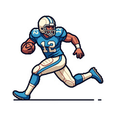 Dynamic illustration of an American football player running with the ball. An athletic sportsman in action during a competitive game