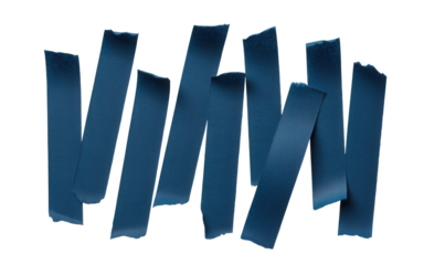 Abstract arrangement of dark blue rectangular shapes with textured brushstrokes against a black background