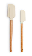 Silicone mixer and scraper spatula with wooden handle