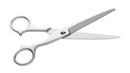 Silver scissors open isolated on white background