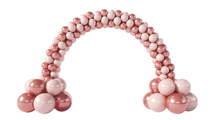 Elegant balloon arch in soft pink and rose gold for celebrations and events against a black background