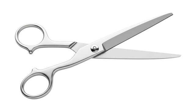 Silver scissors open isolated on white background