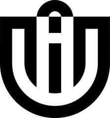 Monogram of the letter A and U. Abstract, outline and elegant.