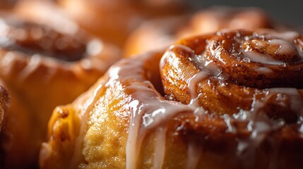 Batch of Warm Cinnamon Rolls with Icing / アイシングがかかった温かいシナモンロール