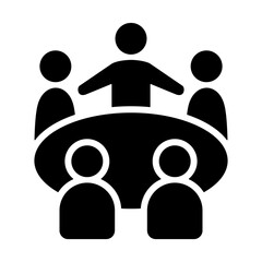Team Meeting Icon - Solid Black