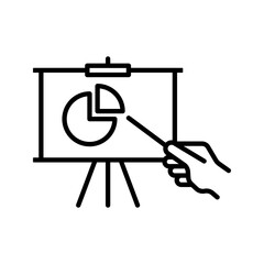 Outline Hand Pointer Pie Chart Presentation Icon
