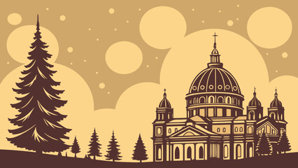 London skyline at sunset and night with St Louis Cathedral, a Parisian religious architecture landmark