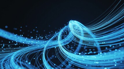 Dynamic blue data streams flowing with energy for modern tech applications