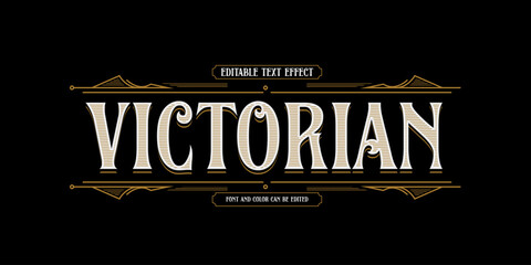 Victorian Editable Text Effect - Vintage Engraving Style Typography with Decorative Frame and Golden Accents