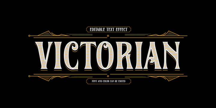 Victorian Editable Text Effect - Vintage Engraving Style Typography with Decorative Frame and Golden Accents
