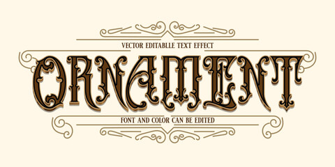 Ornament Text Effect Vector | Editable Vintage Decorative Font Style