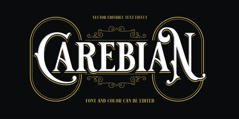 Elegant Vintage Carebian Text Effect - Editable Vector Logo Title