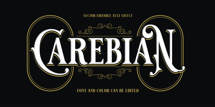 Elegant Vintage Carebian Text Effect - Editable Vector Logo Title