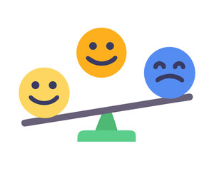 Emoji emoticons spheres are balanced on seesaws