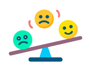 Emoji emoticons spheres are balanced on seesaws