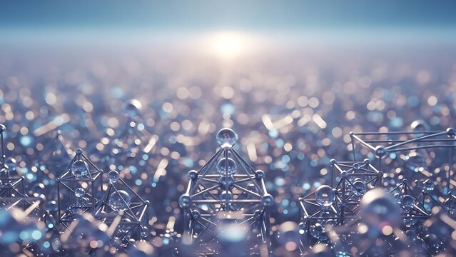 Explore the future with this stunning abstract network of interconnected spheres and lines, a modern design showcasing the beauty of scientific innovation and technological advancement