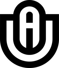 Monogram of the letter A and U. Abstract, outline and elegant.