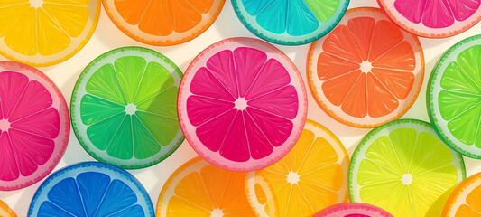 Colorful Citrus Slices: Vibrant Rainbow Grapefruit/Orange Pattern